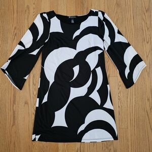 INC Elegant Black and White Women's Mini Dress Size M